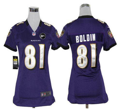  Ravens #81 Anquan Boldin Purple Team Color With Art Patch Women's Stitched NFL Elite Jersey