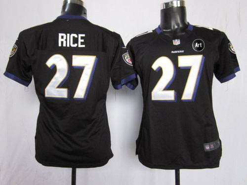  Ravens #27 Ray Rice Black Alternate With Art Patch Women's Stitched NFL Elite Jersey