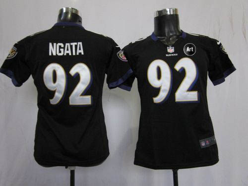  Ravens #92 Haloti Ngata Black Alternate With Art Patch Women's Stitched NFL Elite Jersey