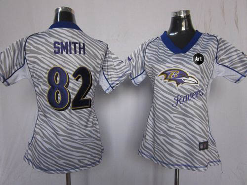  Ravens #82 Torrey Smith Zebra With Art Patch Women's Stitched NFL Elite Jersey
