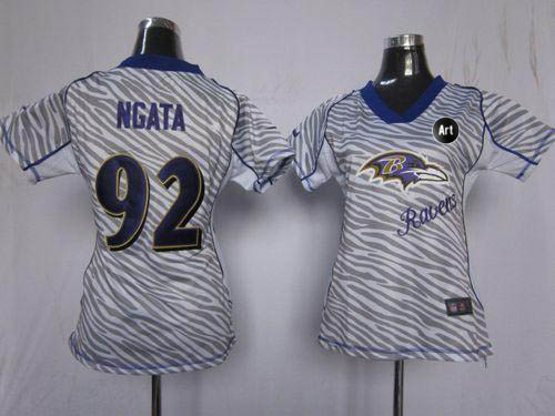  Ravens #92 Haloti Ngata Zebra With Art Patch Women's Stitched NFL Elite Jersey