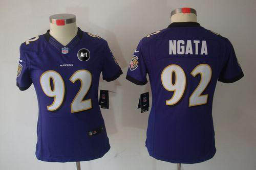  Ravens #92 Haloti Ngata Purple Team Color With Art Patch Women's Stitched NFL Limited Jersey