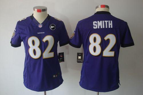 Ravens #82 Torrey Smith Purple Team Color With Art Patch Women's Stitched NFL Limited Jersey