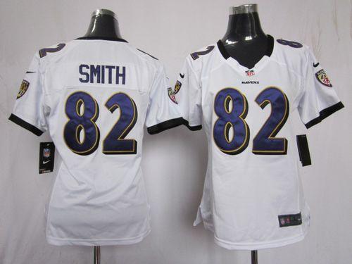  Ravens #82 Torrey Smith White Women's Stitched NFL Elite Jersey