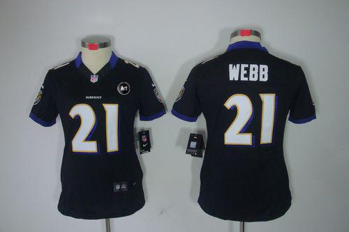  Ravens #21 Lardarius Webb Black Alternate With Art Patch Women's Stitched NFL Limited Jersey