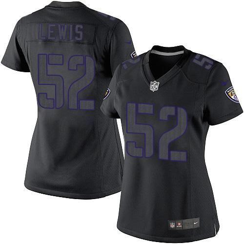  Ravens #52 Ray Lewis Black Impact Women's Stitched NFL Limited Jersey