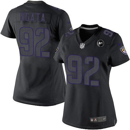  Ravens #92 Haloti Ngata Black Impact With Art Patch Women's Stitched NFL Limited Jersey