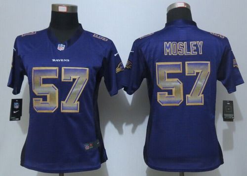  Ravens #57 C.J. Mosley Purple Team Color Women's Stitched NFL Elite Strobe Jersey