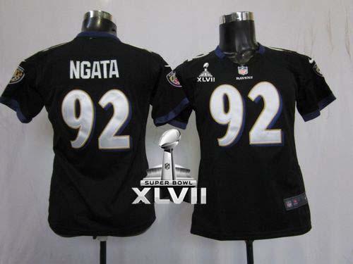  Ravens #92 Haloti Ngata Black Alternate Super Bowl XLVII Women's Stitched NFL Elite Jersey