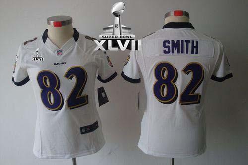  Ravens #82 Torrey Smith White Super Bowl XLVII Women's Stitched NFL Limited Jersey