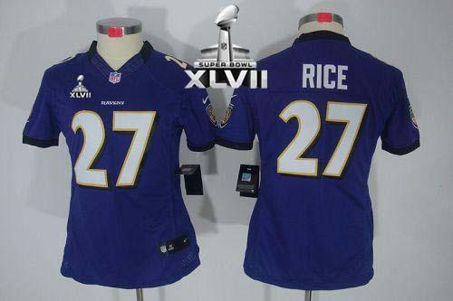 Ravens #27 Ray Rice Purple Team Color Super Bowl XLVII Women's Stitched NFL Limited Jersey