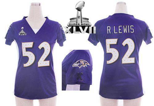  Ravens #52 Ray Lewis Purple Team Color Draft Him Name & Number Top Super Bowl XLVII Women's Stitched NFL Elite Jersey
