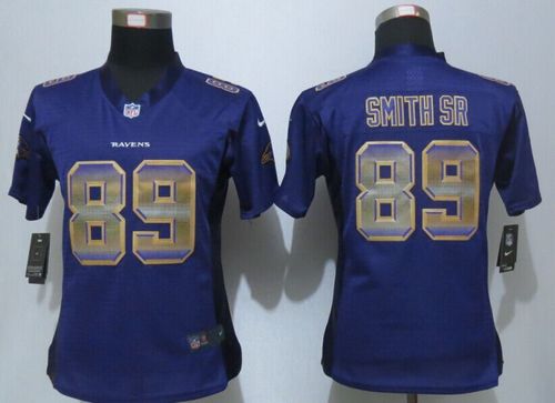  Ravens #89 Steve Smith Sr Purple Team Color Women's Stitched NFL Elite Strobe Jersey