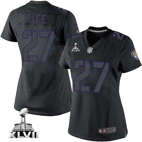  Ravens #27 Ray Rice Black Impact Super Bowl XLVII Women's Stitched NFL Limited Jersey