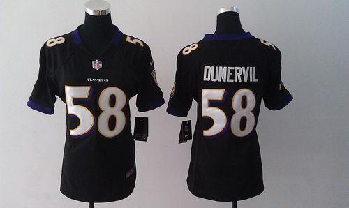  Ravens #58 Elvis Dumervil Black Alternate Women's Stitched NFL Elite Jersey