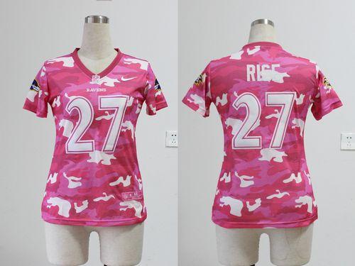  Ravens #27 Ray Rice Pink Women's Stitched NFL Elite Camo Fashion Jersey