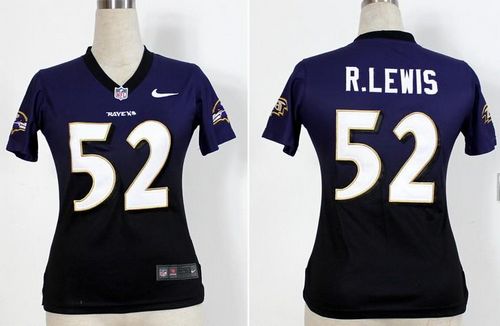  Ravens #52 Ray Lewis Purple/Black Women's Stitched NFL Elite Fadeaway Fashion Jersey