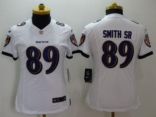  Ravens #89 Steve Smith Sr White Women's Stitched NFL New Limited Jersey