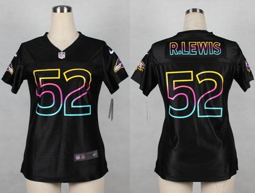  Ravens #52 Ray Lewis Black Women's NFL Fashion Game Jersey