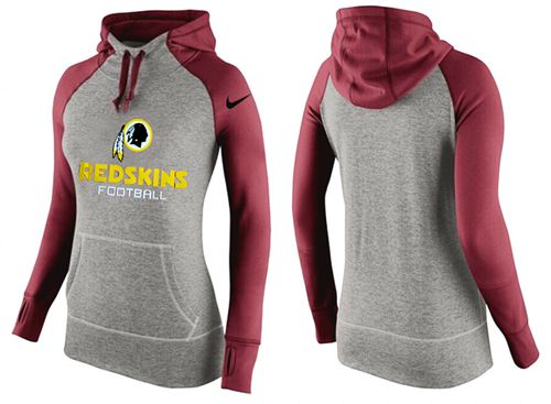 Women's  Washington Redskins Performance Hoodie Grey & Red_1