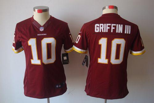  Redskins #10 Robert Griffin III Burgundy Red Team Color Women's Stitched NFL Limited Jersey