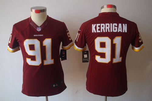  Redskins #91 Ryan Kerrigan Burgundy Red Team Color Women's Stitched NFL Limited Jersey