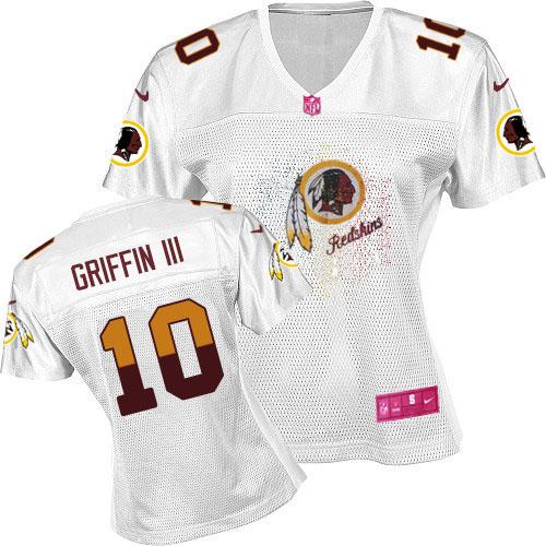  Redskins #10 Robert Griffin III White Women's Fem Fan NFL Game Jersey