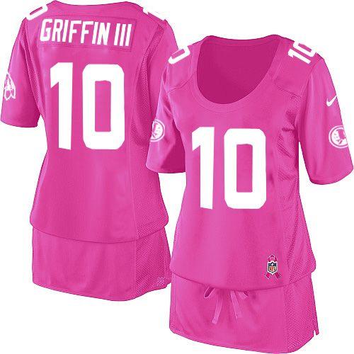  Redskins #10 Robert Griffin III Pink Women's Breast Cancer Awareness Stitched NFL Elite Jersey
