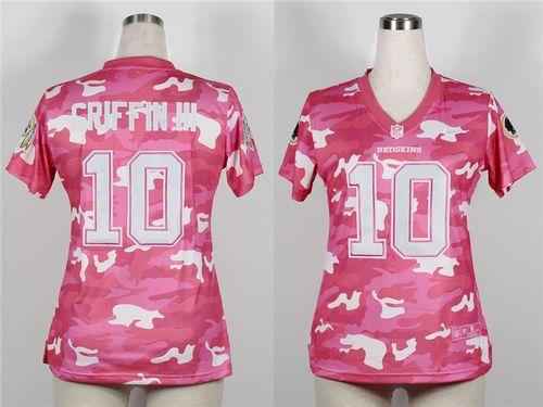  Redskins #10 Robert Griffin III Pink Women's Stitched NFL Elite Camo Fashion Jersey