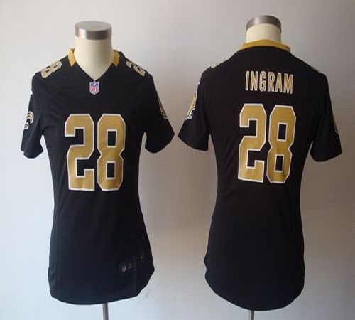  Saints #28 Mark Ingram Black Team Color Women's NFL Game Jersey
