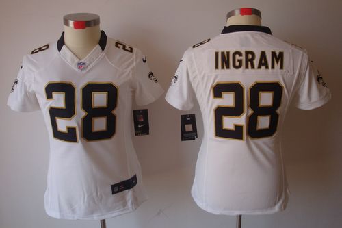  Saints #28 Mark Ingram White Women's Stitched NFL Limited Jersey