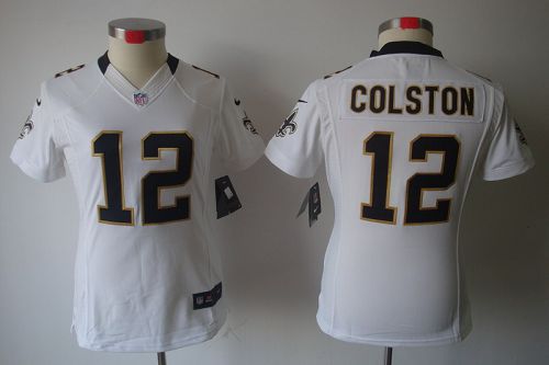  Saints #12 Marques Colston White Women's Stitched NFL Limited Jersey