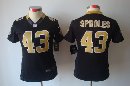  Saints #43 Darren Sproles Black Team Color Women's Stitched NFL Limited Jersey