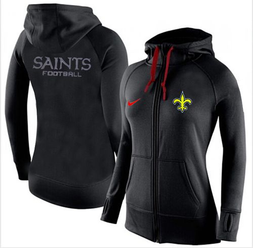 Women's  New Orleans Saints Full Zip Performance Hoodie Black