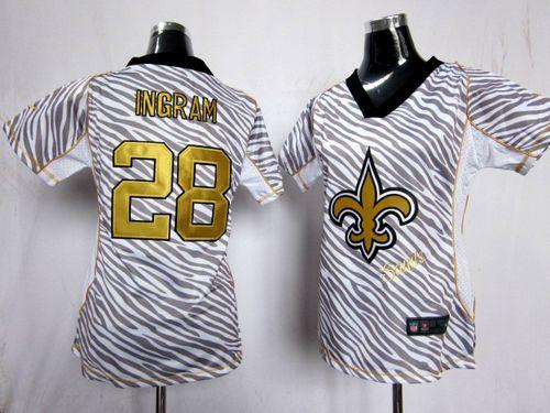  Saints #28 Mark Ingram Zebra Women's Stitched NFL Elite Jersey