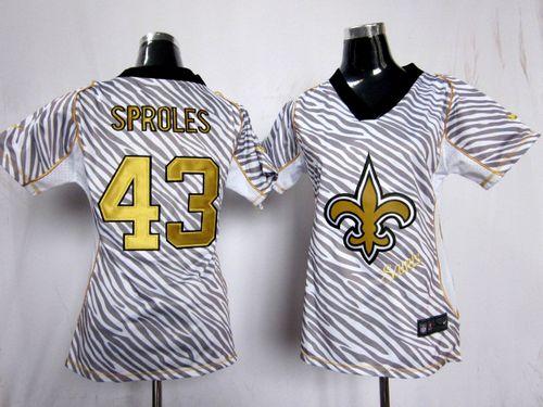  Saints #43 Darren Sproles Zebra Women's Stitched NFL Elite Jersey