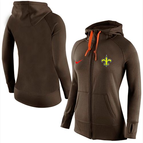 Women's  New Orleans Saints Full Zip Performance Hoodie Brown