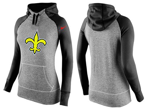 Women's  New Orleans Saints Performance Hoodie Grey & Black_2