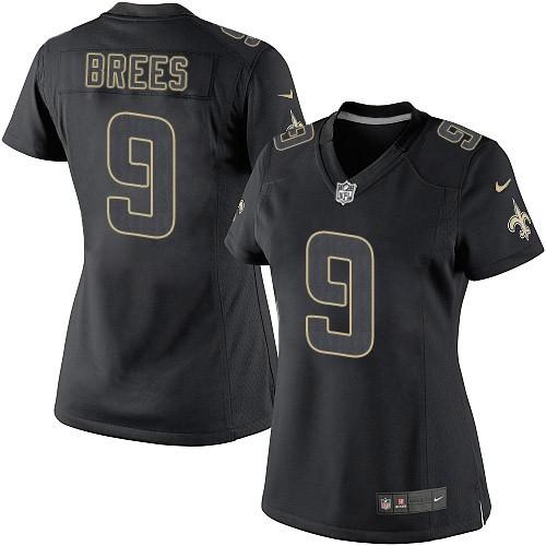  Saints #9 Drew Brees Black Impact Women's Stitched NFL Limited Jersey