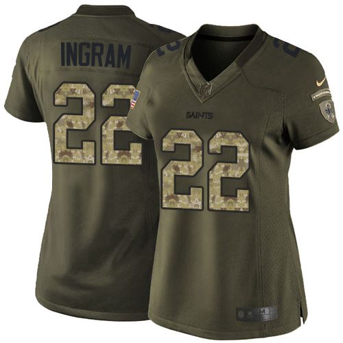  Saints #22 Mark Ingram Green Women's Stitched NFL Limited Salute to Service Jersey