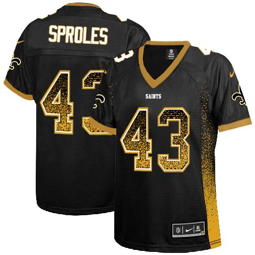  Saints #43 Darren Sproles Black Team Color Women's Stitched NFL Elite Drift Fashion Jersey