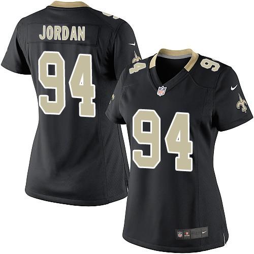  Saints #94 Cameron Jordan Black Team Color Women's Stitched NFL Elite Jersey