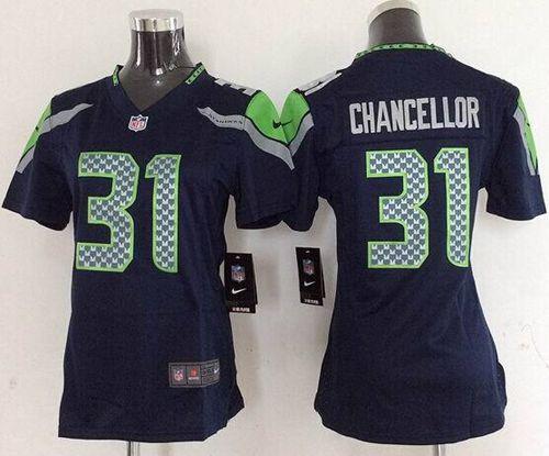  Seahawks #31 Kam Chancellor Steel Blue Women's Stitched NFL Elite Jersey