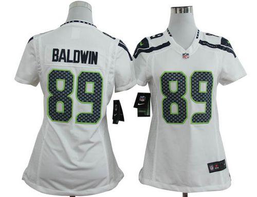  Seahawks #89 Doug Baldwin White Women's Stitched NFL Elite Jersey