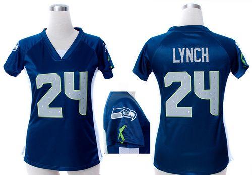  Seahawks #24 Marshawn Lynch Steel Blue Team Color Draft Him Name & Number Top Women's Stitched NFL Elite Jersey