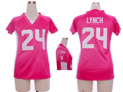  Seahawks #24 Marshawn Lynch Pink Draft Him Name & Number Top Women's Stitched NFL Elite Jersey