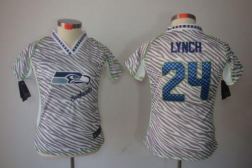 Seahawks #24 Marshawn Lynch Zebra Women's Stitched NFL Elite Jersey