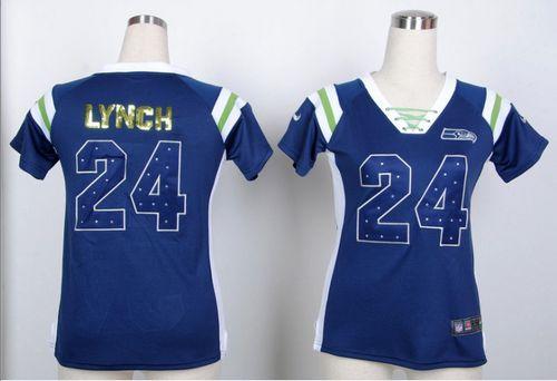  Seahawks #24 Marshawn Lynch Steel Blue Women's Stitched NFL Elite Light Diamond Jersey