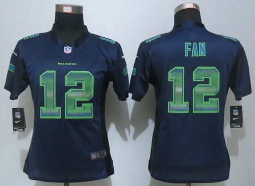  Seahawks #12 Fan Steel Blue Team Color Women's Stitched NFL Elite Strobe Jersey