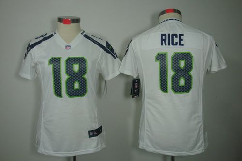  Seahawks #18 Sidney Rice White Women's Stitched NFL Limited Jersey